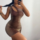 One-shoulder Sexy Hollow See-through Dress