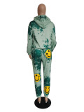 Printed Smiley Tie-dye Sports And Leisure Two-piece Suit