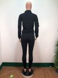Casual Solid Color Cardigan Jacket Pleated Sports Suit