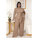 Hanging Strips Straps Pockets Wide-leg Pants Two-piece Suit