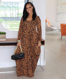 Fashion Casual Sexy Leopard Print Long Sleeve Lantern Skirt