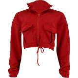 Personalized Drawstring Zipper Casual Jacket