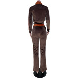 Quality Stitching Cropped Flared Pants Suit