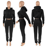 Pure Color Sports And Leisure Hoodie Two-piece Suit