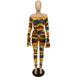 Sexy Tight-fitting Tie-dye Printing Two-piece Suit