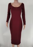 Pit-knit Low-neck Off-the-shoulder Slim Dress