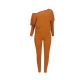 Solid Color One-shoulder Home Service Casual Suit