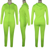 Pure Color Hooded Sports Casual Suit