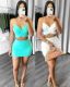 Sling V-neck Slim-fit Cross Solid Color Retro Two-piece Set