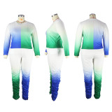 Fashion Gradient Color Folds Two-piece Suit