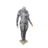 Plus Size Fashion Sexy Printed Jumpsuit