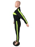 Color-blocking Zipper Fitness And Leisure Sports Two-piece Suit