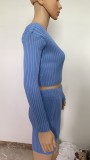 Sexy V-neck Pit Strip Off-shoulder Knit Two-piece Suit