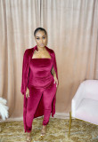 Pure Color Casual Sexy Jumpsuit Two-piece