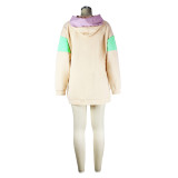 Loose Stitching Contrast Color Hoodie