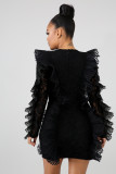 Ruffle Lace See-through Bag Hip Dress