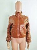 Stretch Leather Down Padded Jacket