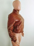 Stretch Leather Down Padded Jacket