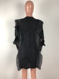 Ruffle Lace See-through Bag Hip Dress