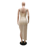 Fashion Hollow Irregular Split Sequin Dress