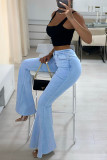 Casual High-rise Wide-leg Flared Jeans