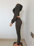 Sexy Halter Lace-up Hooded Top Casual Suit