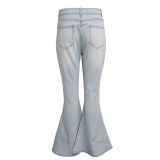 Fashion Slim All-match Denim Stretch Flared Pants