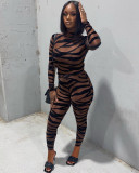 Fashion Sexy Leopard Mesh Two-piece Suit