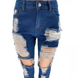 Mid-rise Buttocks Dark Washed Jeans