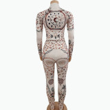 Printed Pattern Moon Sexy Skinny Two-piece Suit