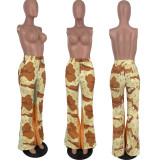 Camouflage Stitching Flared Casual Pants