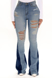 Fashion Casual Ripped Washed Flared Jeans