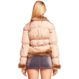 Solid Color Plush Cardigan Long-sleeved Warm Cotton Coat