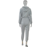 Casual Pull-on Sweatshirt Hooded Sports Fitness Jumpsuit