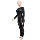 Sexy Mesh See-through Stitching Jumpsuit