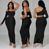 One-sleeve Strapless Asymmetric Fashion Sexy Skirt Suit