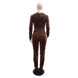 Fashion Casual Hooded Top Tight Two-piece Suit