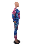 Sexy Positioning Tie-dye Casual Trousers Two-piece Suit