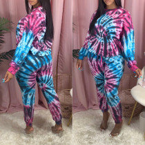 Sexy Positioning Tie-dye Casual Trousers Two-piece Suit