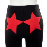 Pure Color High-waist Casual Five-pointed Star Trousers