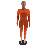 Sports And Leisure Stitching Reflective Tape Sports Two-piece Suit