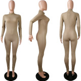 Fashion Breathable Long Sleeve Mid-waist Bodycon Jumpsuit