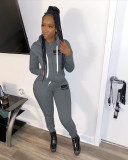 Casual Hooded Letter Printed Sweatshirt Sports Suit