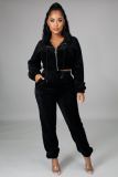 Plush Thick Hooded Leisure Sports Two-piece Suit