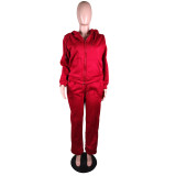 Pure Color Sweatshirt Sports And Leisure Two-piece Suit