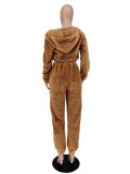 Plush Thick Hooded Leisure Sports Two-piece Suit