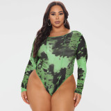 Round Neck Printed Long-sleeved Tight-breasted Rompers
