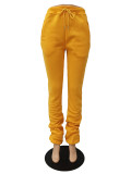Winter Women Solid Color Thickened Mid-waist Stacked Pants