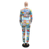 Casual All-match Printing Two-piece Suit