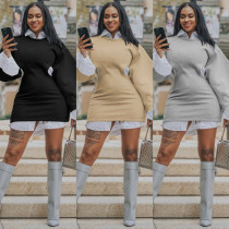 Hollow Lantern Sleeve Sexy Sweater Dress